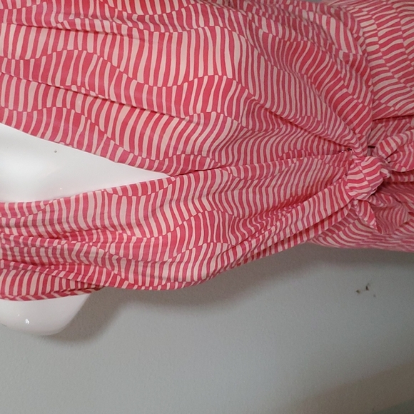 AMANDA UPRICHARD Junior Red/White Wavy Stripe Front Tie Silk Dress-EUC-Sz SP - Picture 3 of 12